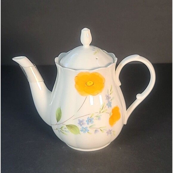 Mikasa POPPY LOVE Teapot & Lid Delicate Bone China California Poppy Rare Vintage - Picture 2 of 13